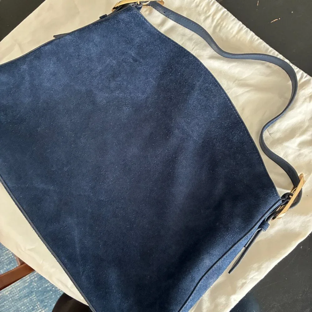 J Crew Berkeley Shoulder Bag in Navy Suede - Picture 3 of 7